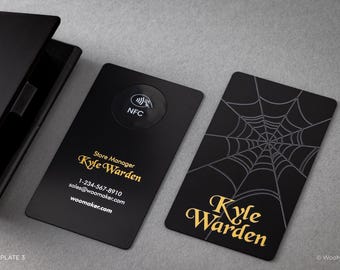 Tarjetas de presentación NFC personalizadas de metal negro: Impresión UV personalizada