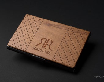Tarjetero personalizado de madera de cerezo: regalo corporativo grabado con láser