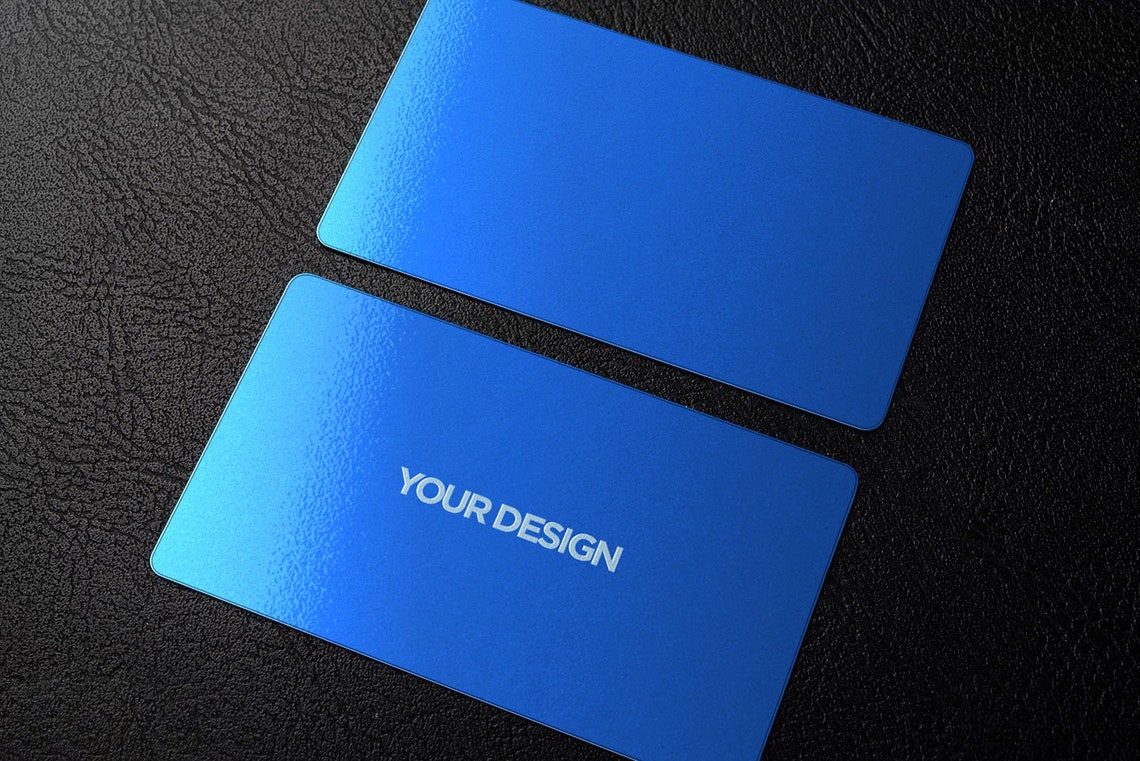 Personalized Blue Metal Business Cards: Laser Engraved Stainless Steel ...