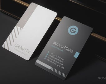 Tarjeta de visita personalizada impresa en metal negro/plateado: Impresión UV a todo color