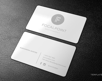 Tarjetas de presentación personalizadas de metal blanco: grabadas con láser