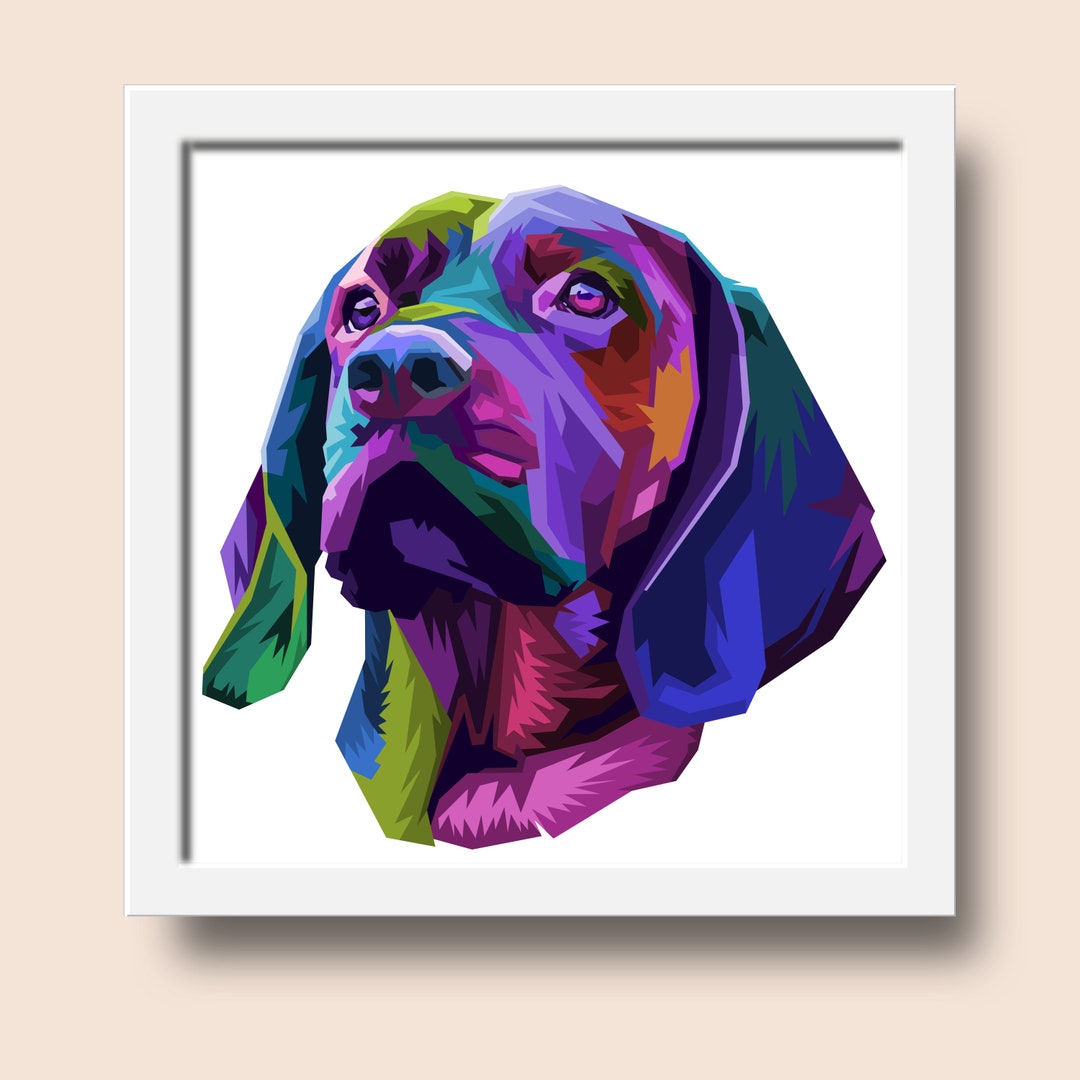 Geometric Dog Wall Art Print, Coloured Dog Lover Giclee Gift