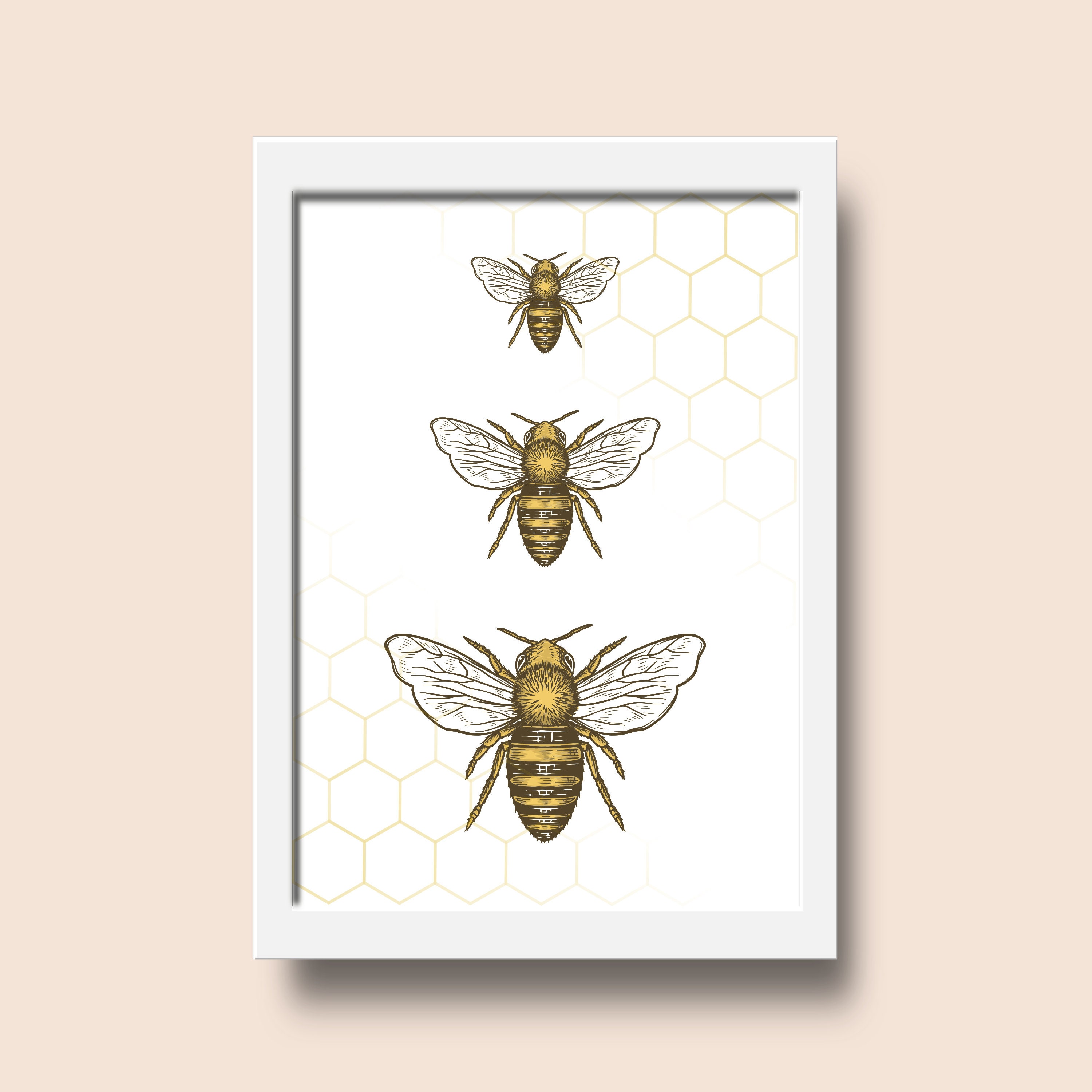 Bumble Bee Picture, Honey Bees Wall Art Print, Bee Home Décor, Kitchen