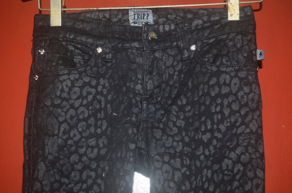 Tripp NYC Black Skinny Fit Pants Leopard Print