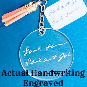 Actual Handwriting Custom Engraved Keychain (Memorial, Graduation, Wedding, Mother&#39;s Day, Father&#39;s Day, Engagement, Adoption)