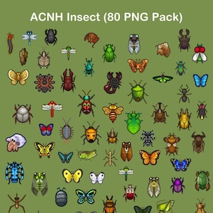 Inseto Animal Crossing | PNG, JPG, Clipart, Ícone, Itens, Arte, Impressão | Alta qualidade | Download digital