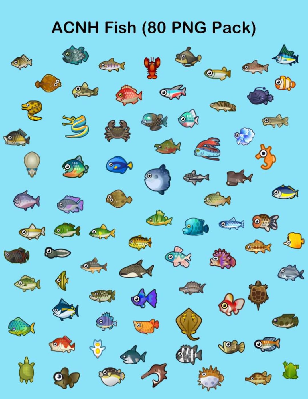Animal Crossing Fish | PNG, JPG, Clipart, Icon, Items, Art, Print