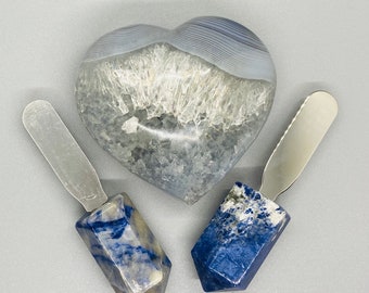 Butterstreicher - Steinbuttermesser - Sodalith Buttermesser-Polierter Sodalith-Stein-Sodalithbesteck / Geschirr