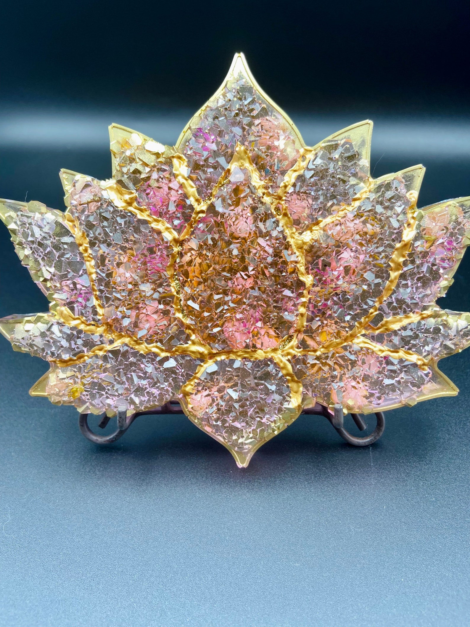Lotus Flower Decoratief Home Decor Hars Druzy Flower Etsy