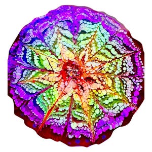 Rainbow Bloom Resin Tray – Colorful Abstract Mandala Art Tray, Psychedelic Home Decor, Vibrant Serving Tray, Unique Gift