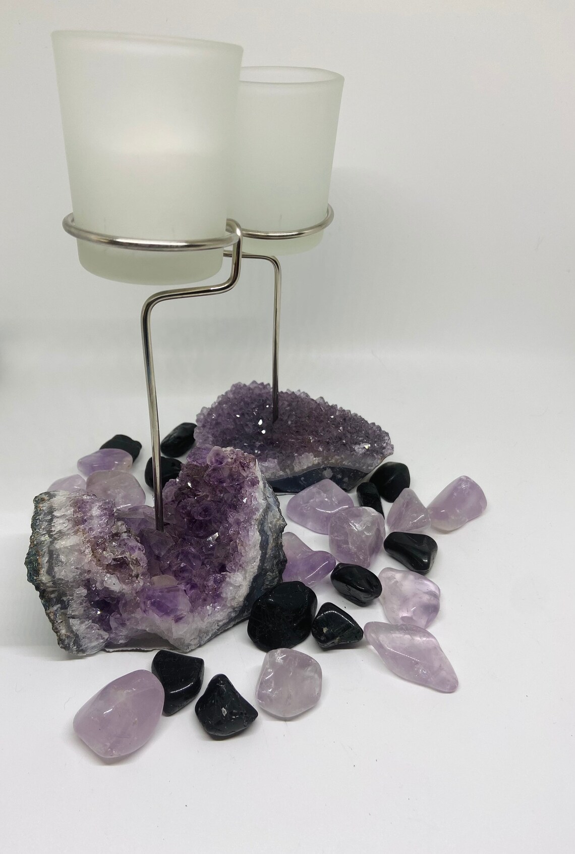 Candle HolderAmethyst cluster Base with Votive Candle Holder Etsy