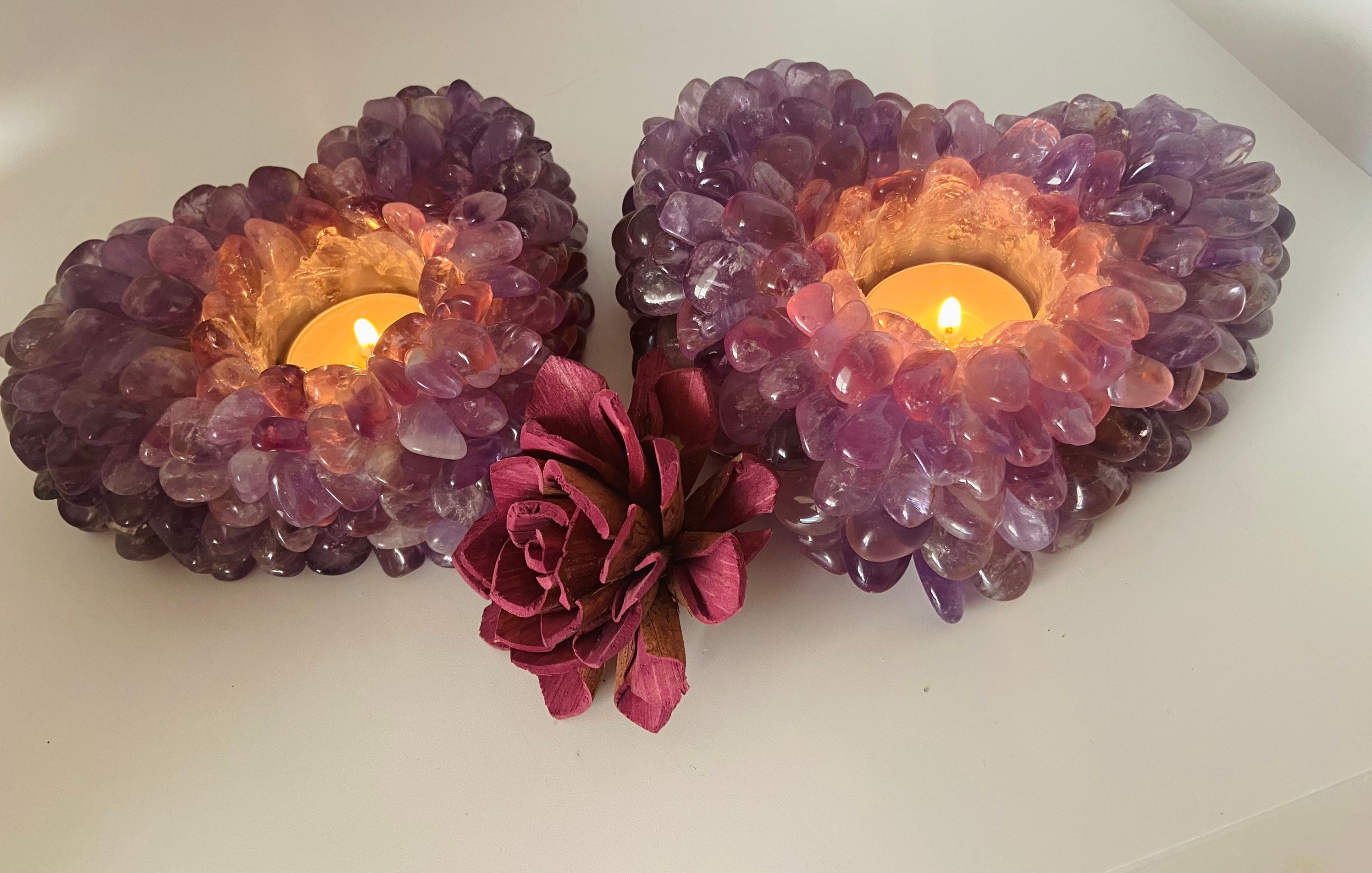 Amethyst Candle Holder Amethyst crystal Heart candle holder Etsy