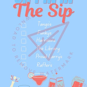 Oxford Mississippi / Ole Miss Bar Bucket List Print & Shot Tracker BUNDLE – Printable Dorm Wall Art, Digital Download