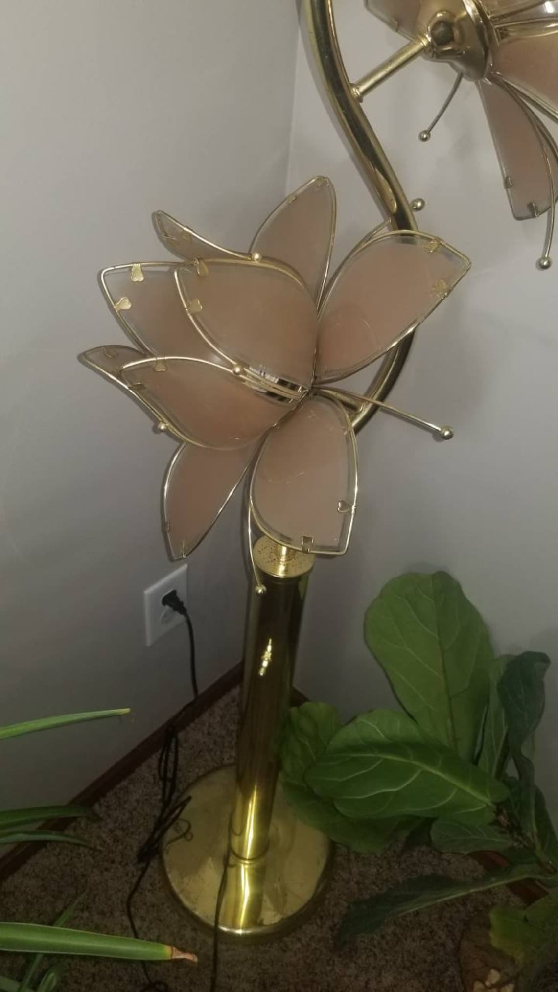 Hollywood Regency Vintage Pink Lotus Flower Floor Lamp Etsy