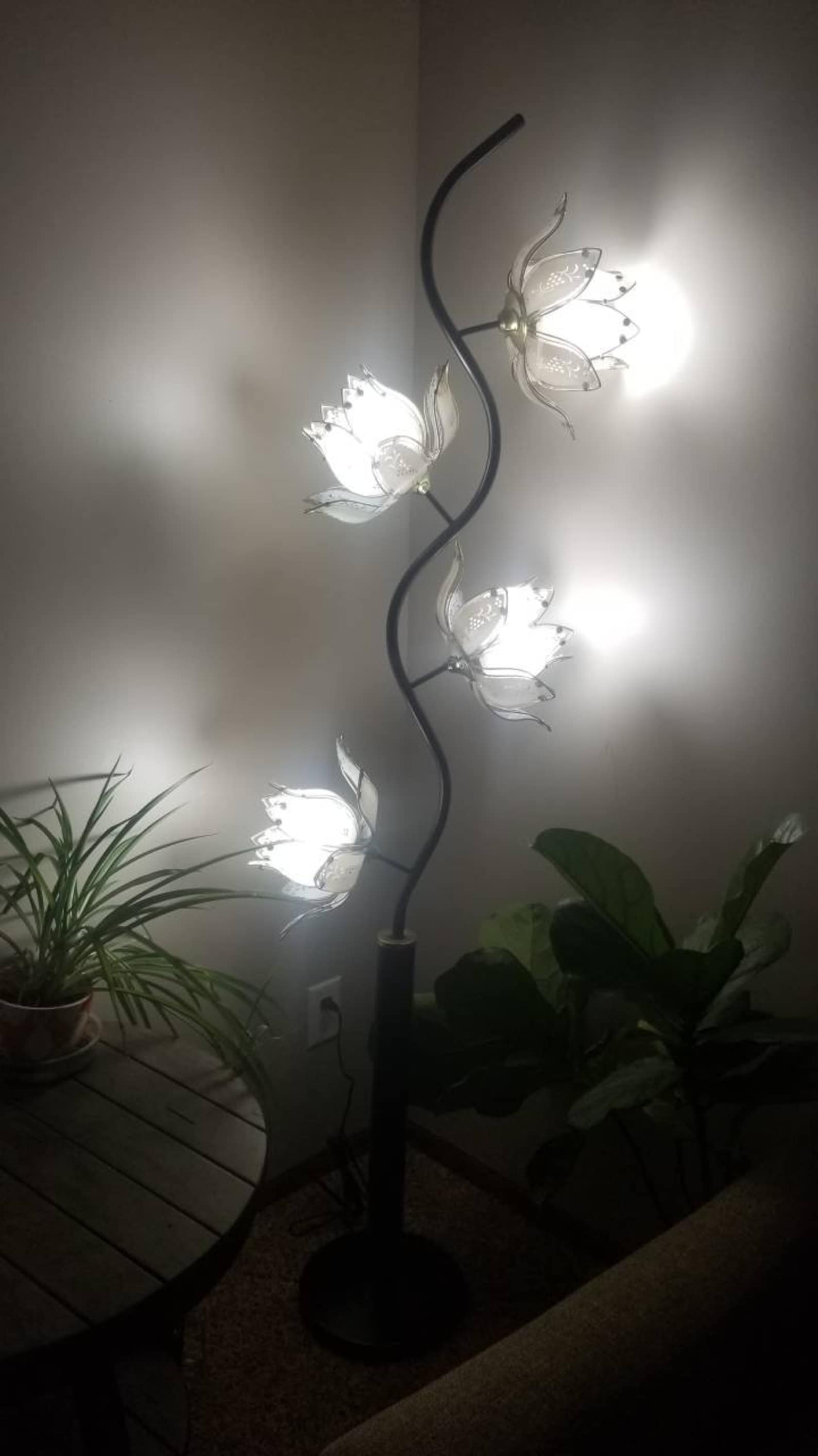 Hollywood Regency Vintage Lotus Flower Floor Lamp Beautiful Etsy