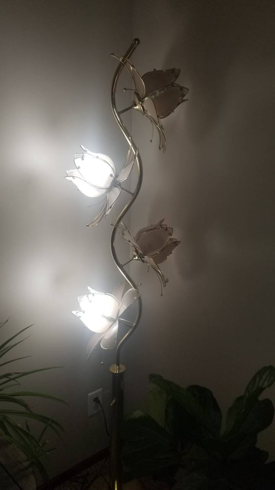 Hollywood Regency Vintage Pink Lotus Flower Floor Lamp Etsy