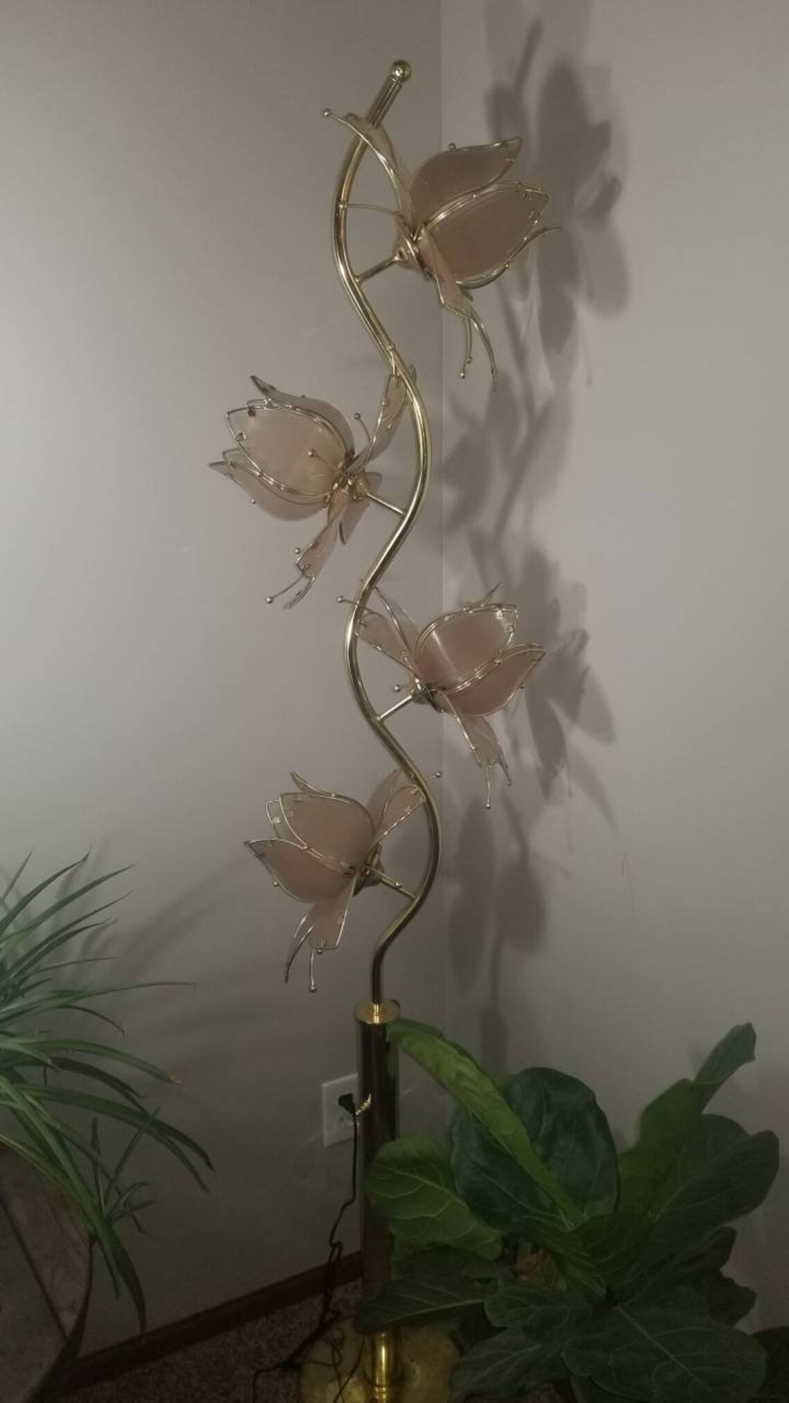 Hollywood Regency Vintage Pink Lotus Flower Floor Lamp Etsy