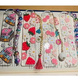 Acrylic Bookmarks - Acrylic Bookmarks With Charms - Beaded Bookmarks - Bookmarks With Tassels - Booklover Gifts - Cute Bookmarks - Bookmarks