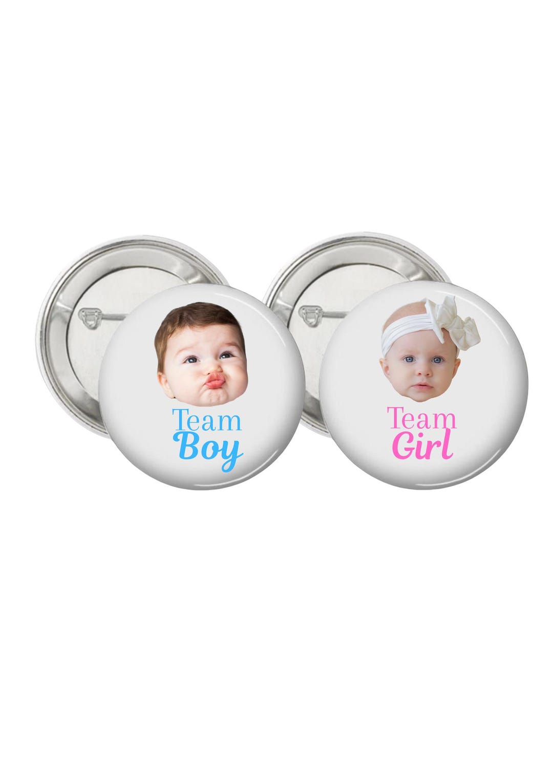 Custom Face Gender Reveal Button Pins – Baby Shower Favors (2.25 ...