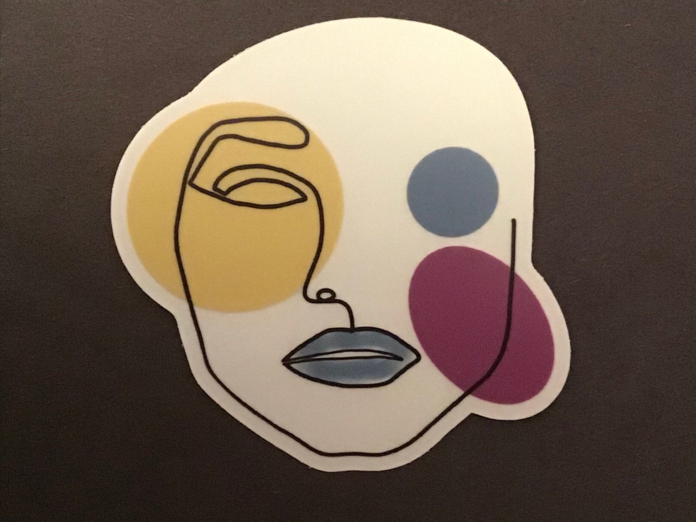 Clear Face Line Art Sticker, 3”x 3” Abstract Stickers - Abstract Art ...