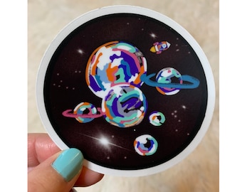 Outer Space Sticker, 3”x3” Laptop Stickers - Hydro Flask Stickers - Planet Stickers - Waterproof Stickers - Space Sticker - Galaxy Stickers