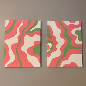 Retro Painted Wall Art - Groovy Wall Art - Retro Colorful Painting - Y2K Wall Art - Retro Room Decor - Abstract Painted Canvas - Not A Print