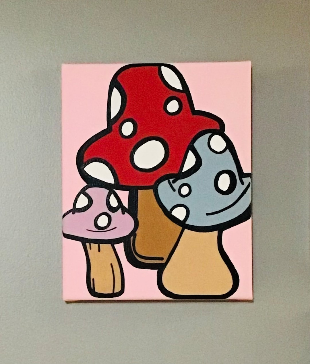 Colorful Mushroom Canvas Painting Mushroom Decor Mushroom Wall Art Mushroom Painting Mushroom