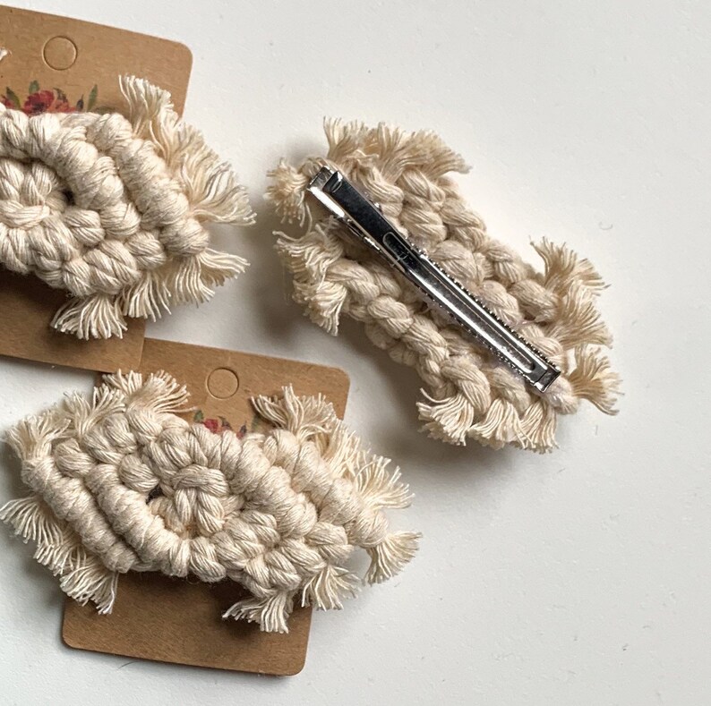 Large Girls Hair Clip Macrame Hair Accessories Etsy