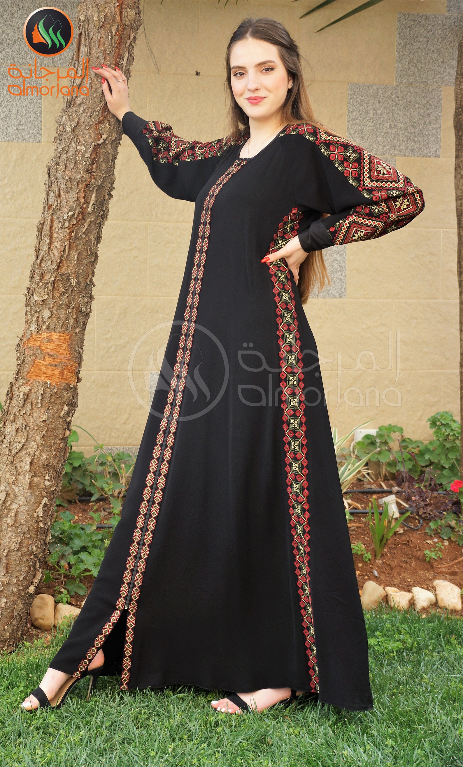 Black Embroidered Abaya with Palestinian embroidery design | Etsy