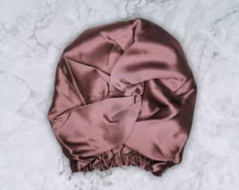 NEW Luxurious Mulberry silk "Sleep Well" twist silk bonnet, double layered silk, Small, Medium, Large, silk turban, silk hair wrap 7 colours