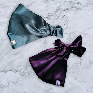 Luxurious satin &quot;Sleep Well&quot; hair wrap, pineapple hair protector, sleep headband, elastic or tie, over 15 colours available!