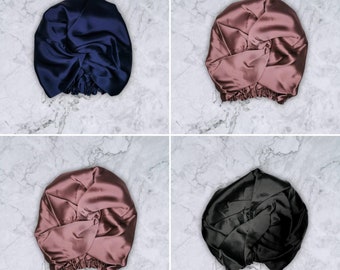 NEW Luxurious Mulberry silk "Sleep Well" twist silk bonnet , double layered silk, Small, Medium, Large , size silk turban, silk hair wrap