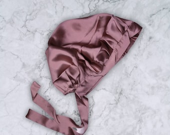 NEW Luxurious Mulberry silk "Sleep Well" tie bonnet , Small, Medium, Large , adjustable size silk turban, silk bonnet, 9 colours