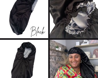 Luovce Satin-Bonnet Für Lockiges Haar – Seidige Nachtmütze, Extra Groß & Mit Elastischen Bändern, Für Frauen