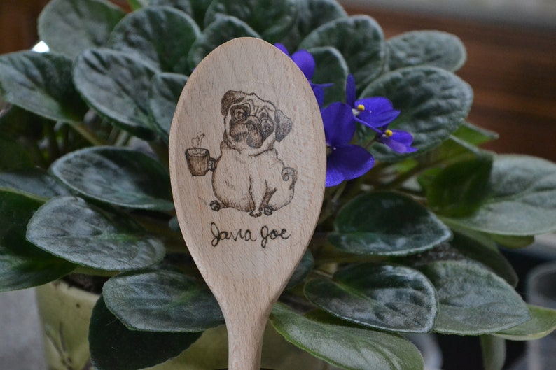 Kitchen utensils Wooden spoon Pug mom gift Pug artwork Cookie making spoon Pug spoon