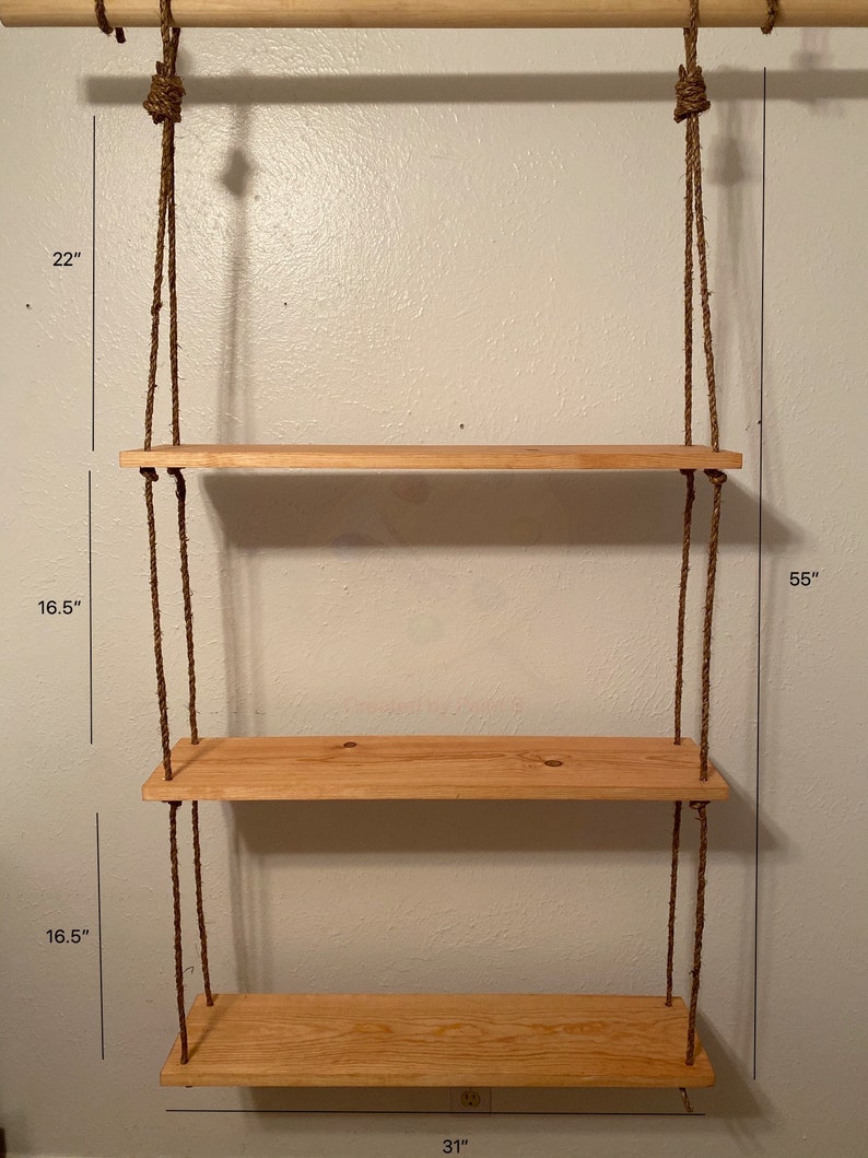 Rope Shelves hanging shelf wooden shelf hanging shelf rope Etsy