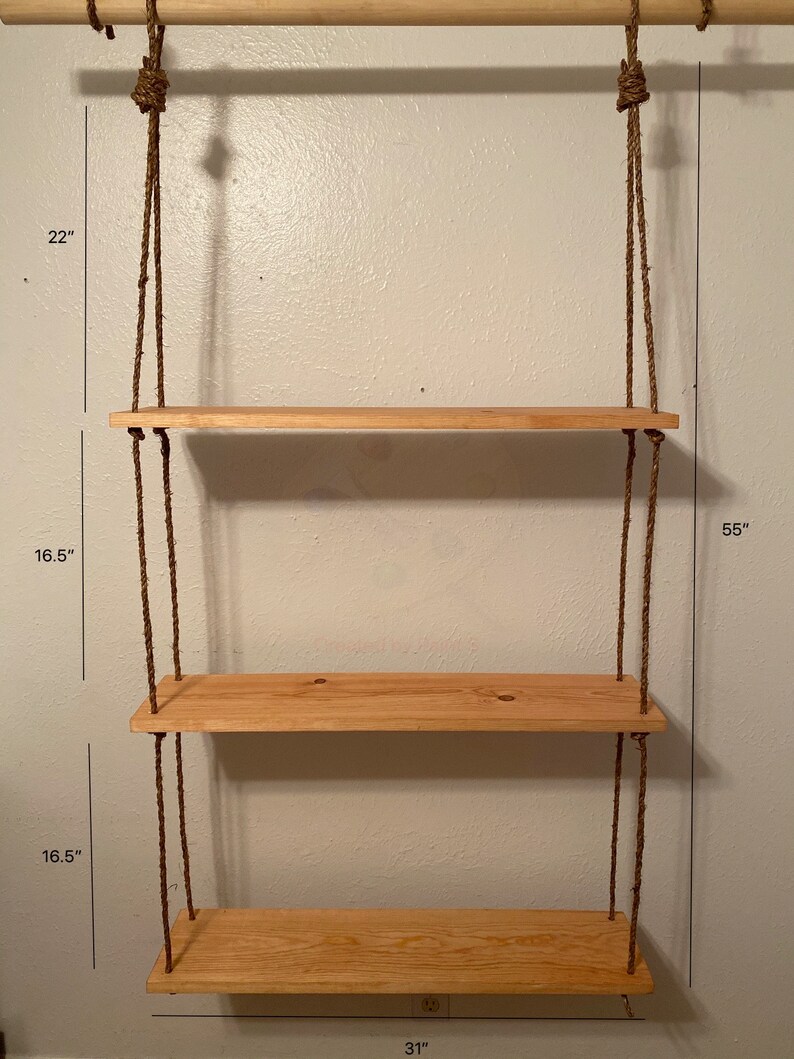 Window Shelf hanging shelf hanging shelf rope wooden shelf Etsy