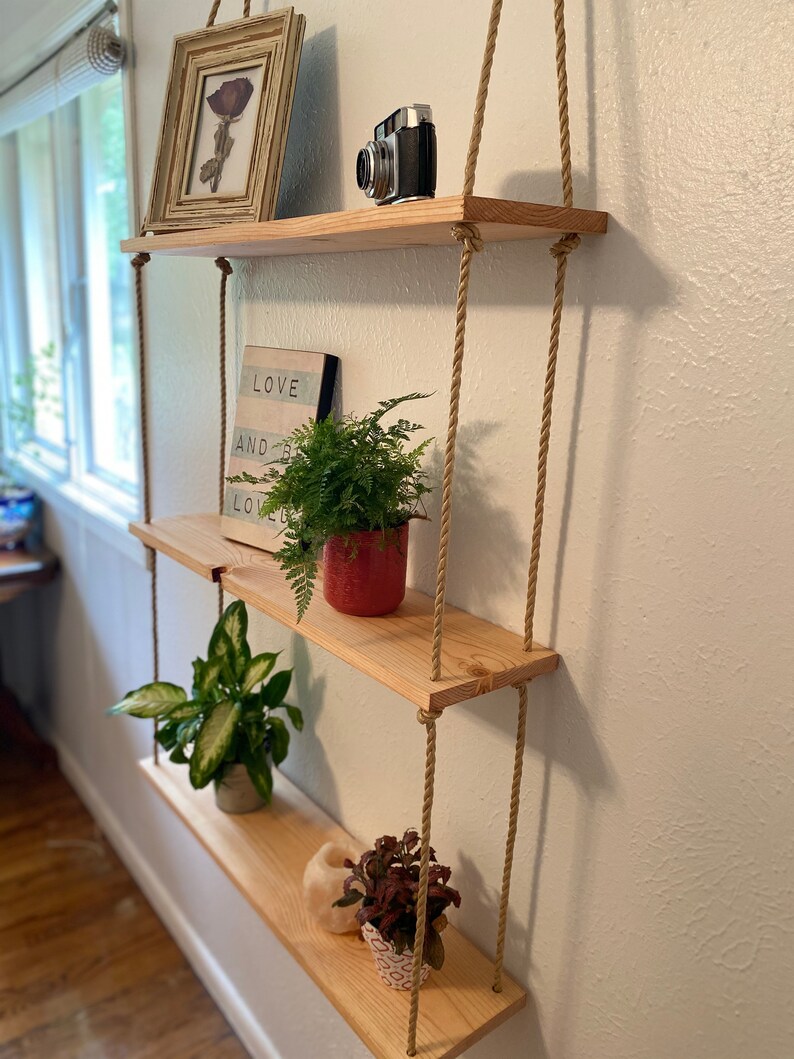 Wooden shelf for wall Hanging shelf Etsy