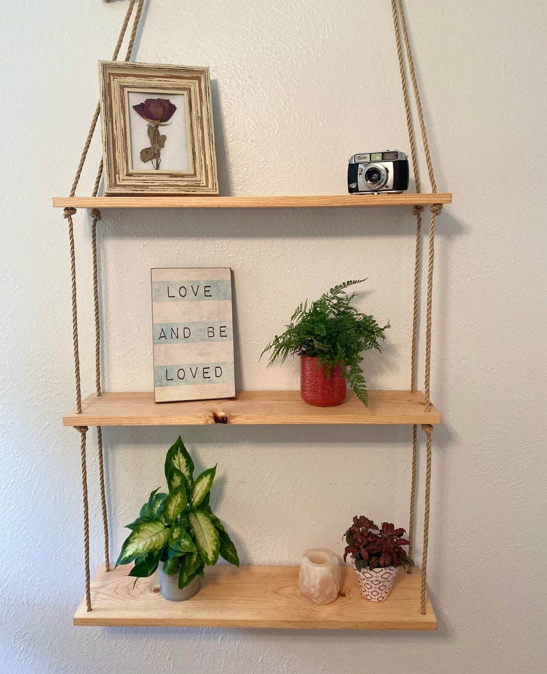 Window Shelf hanging shelf hanging shelf rope wooden shelf Etsy