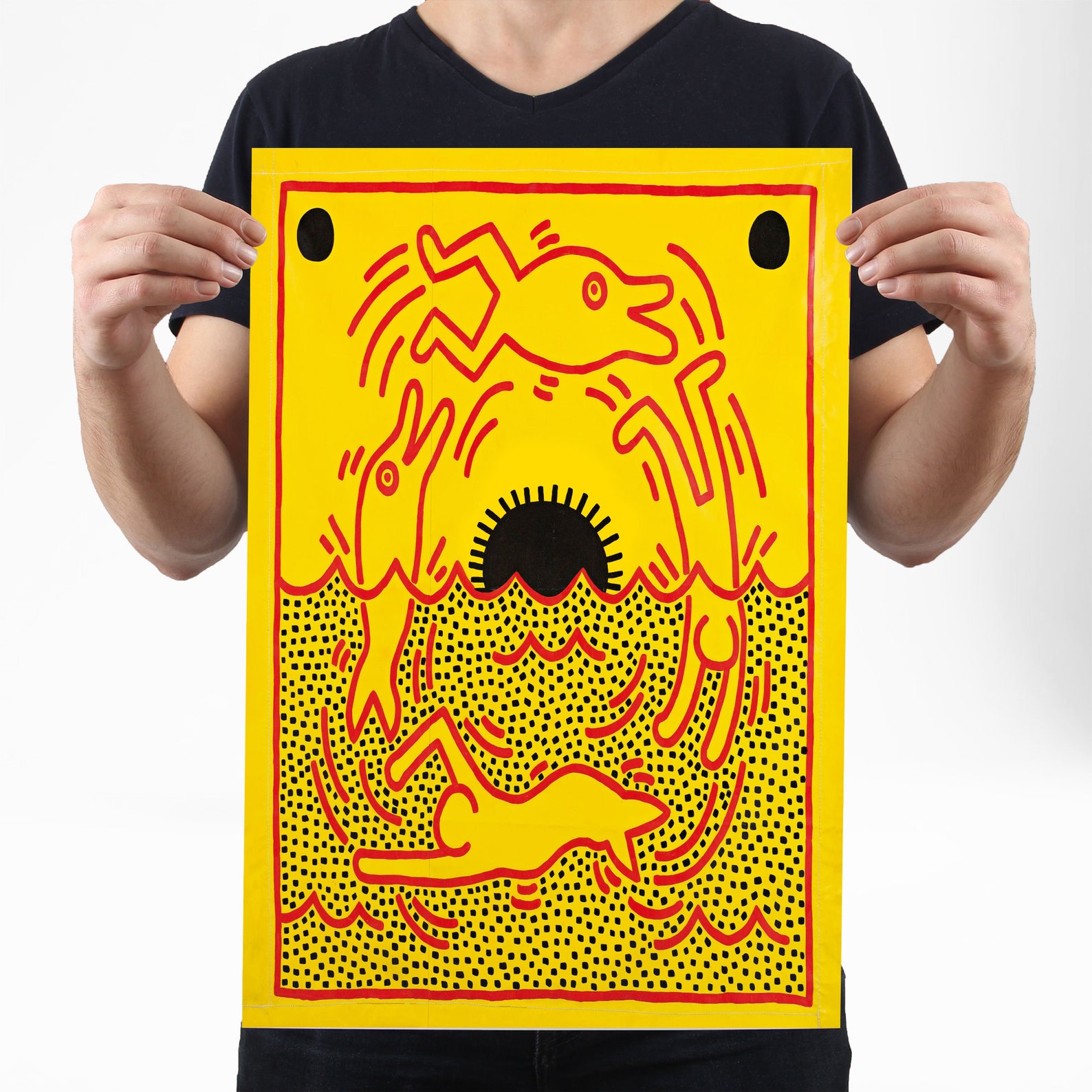 Keith Haring Meerjungfrau Poster RetroWandKunstdruck Etsy
