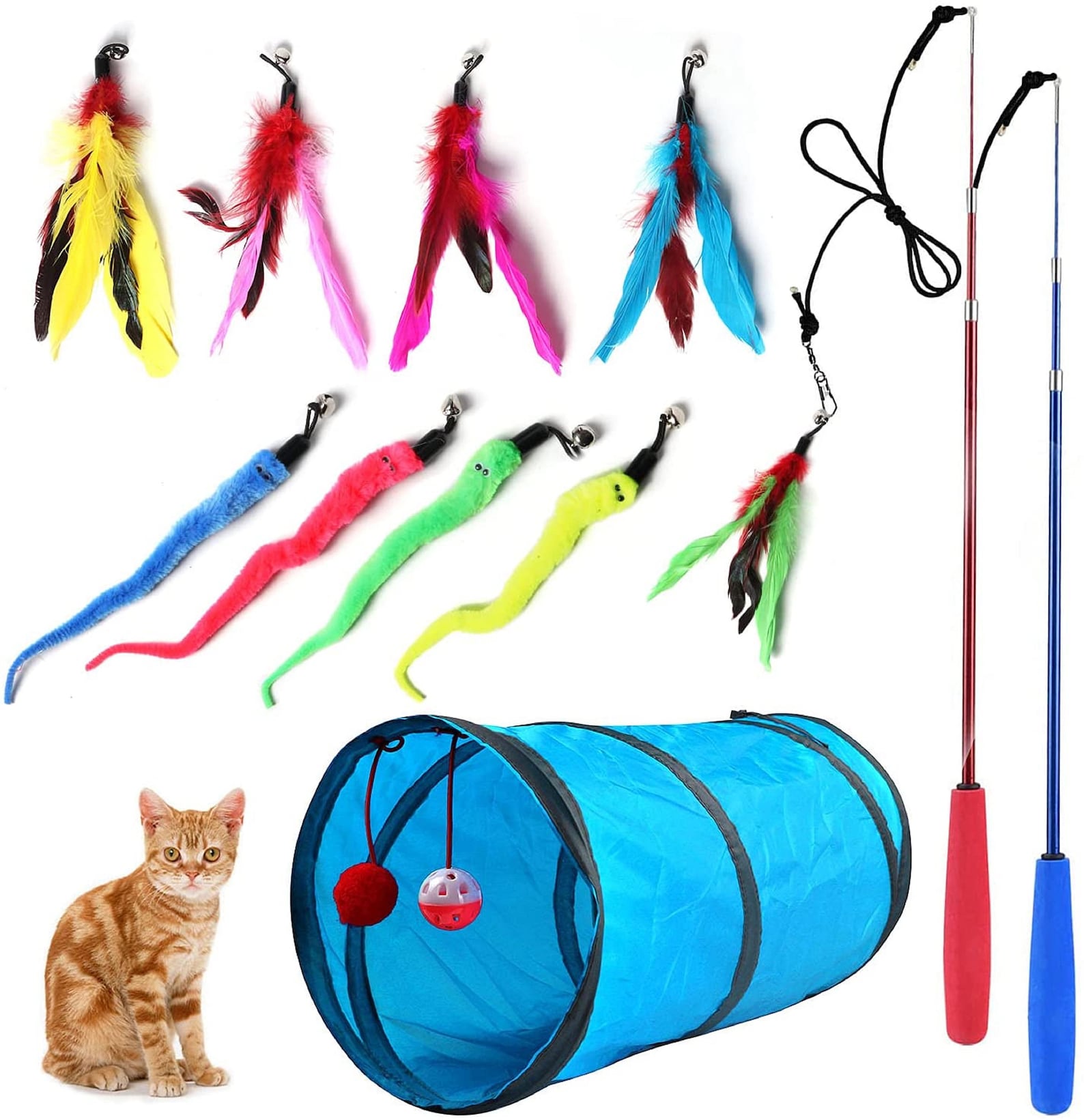 Retractable Cat Toy Wand 12 Packs Interactive Cat Feather Etsy