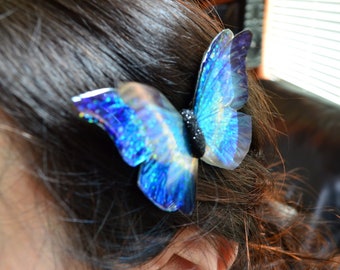 Holographic Blue Morpho Butterfly: Bridal Bouquet Charm, Dorm Decor