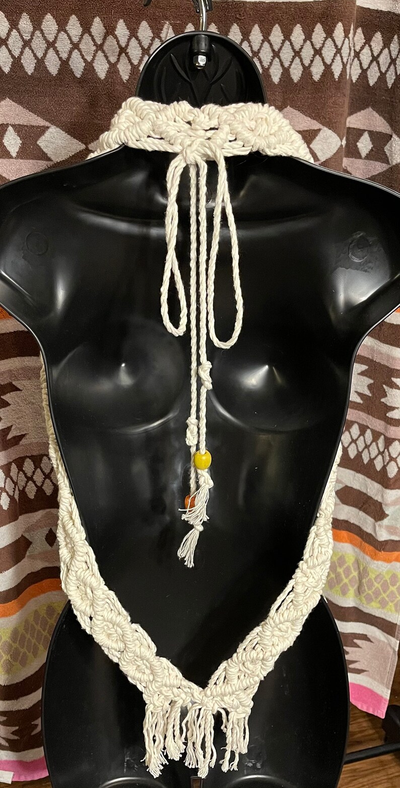 Original beige women\u2019s small-medium macrame top
