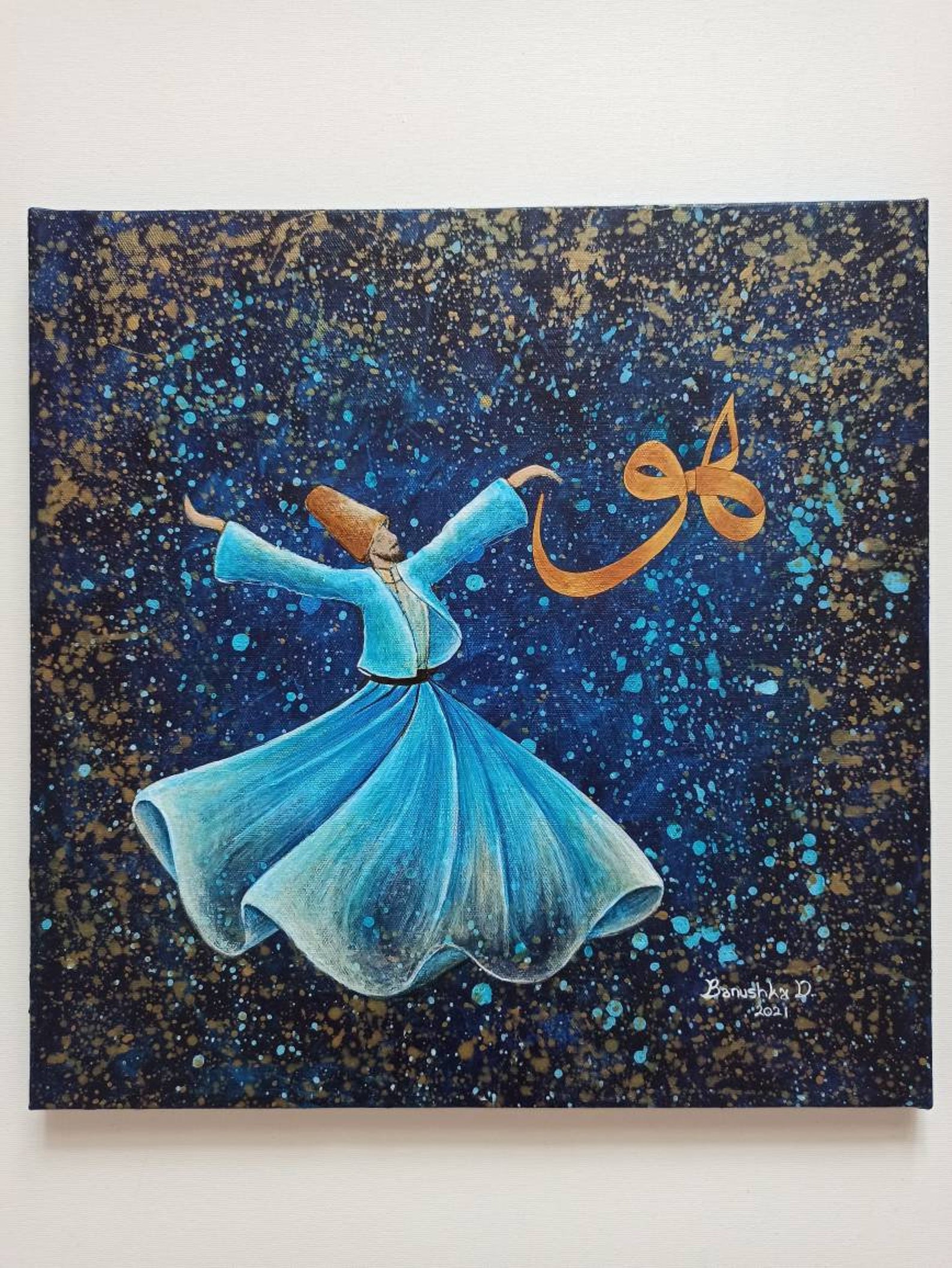 Original Sufi Whirling Dervish Paintingsufi Dance Art Rumi Etsy
