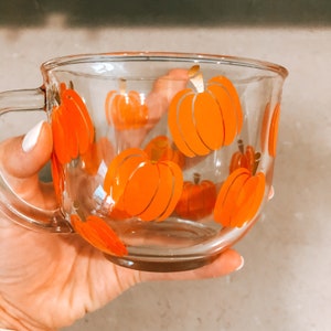 Pumpkin Fall Clear Glass Coffee Mug Cup /gift for her/ coffee lover / birthday gift / just because gift / thank you gift / Halloween