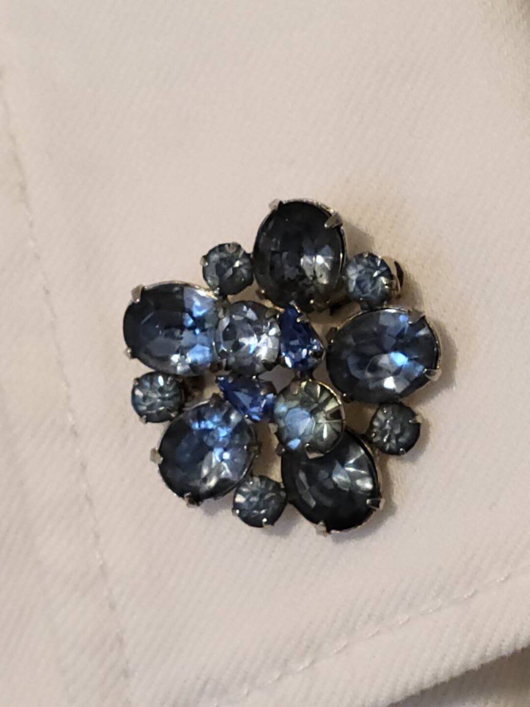 Vintage Prong Set Blue Stone Brooch Etsy