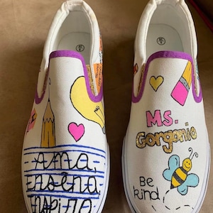 Customized Teacher Slip On Shoes, Customizable Teacher Shoes, Personalized Teacher Shoes, Teacher Gift, End of Year Teacher Gift