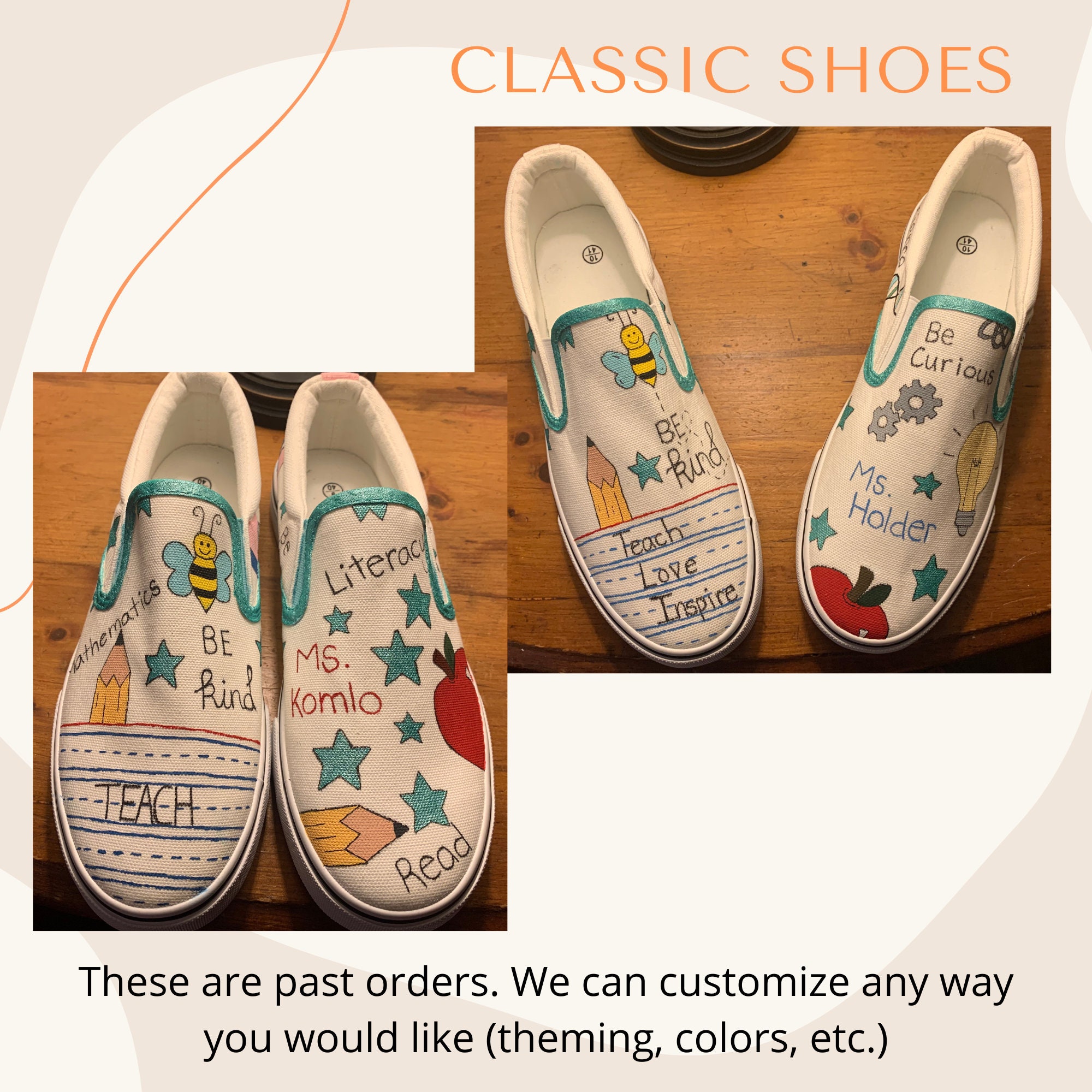 Customized Teacher Slip On Shoes Customizable Teacher Shoes | Etsy