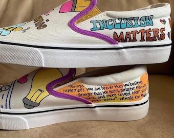 Customized Teacher Slip on Shoes, Customizable Teacher Shoes