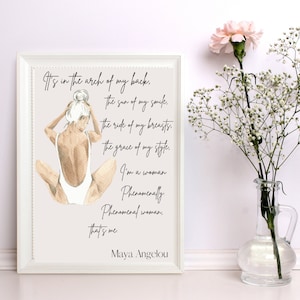 Maya Angelou Phenomenal Woman Quote, Wall Decor, Physical Print, Digital Print, Women Empowerment Quote